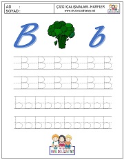 b harfi çizgi çalışması